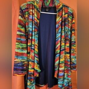 Peck & Peck Multicolor Striped Cardigan, Size XL